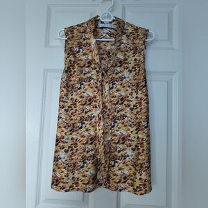 Kasper Women's  Printed Tie-Front Blouse - Brown